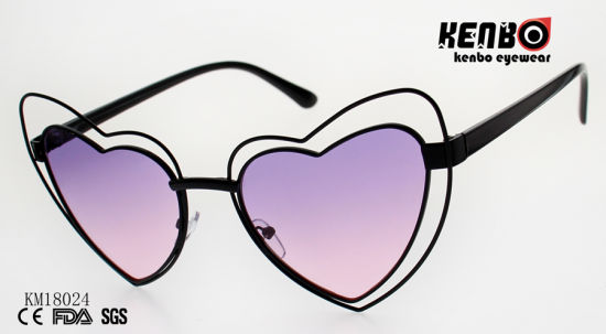 New Coming Heart Shape Metal Sunglasses with Ocean Lens Km18024