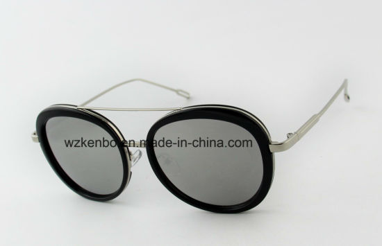 Oval Shape Frame Double Eyebrow Plastic Combine Metal Sunglasses Km17091