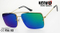Fashion Metal Square Frame Sunglasses with Double Bridges and Ocean Lens Km18021