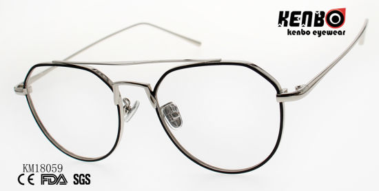 Fashion Design Frame Metal Sunglasses with Double Bridges Km18059