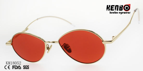 Fashion Metal Sunglasses with Drop Shape Frame Km18052