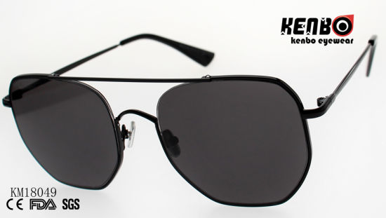 Fashion Metal Sunglasses with Double Bridges and Polygonal Lens Km18049